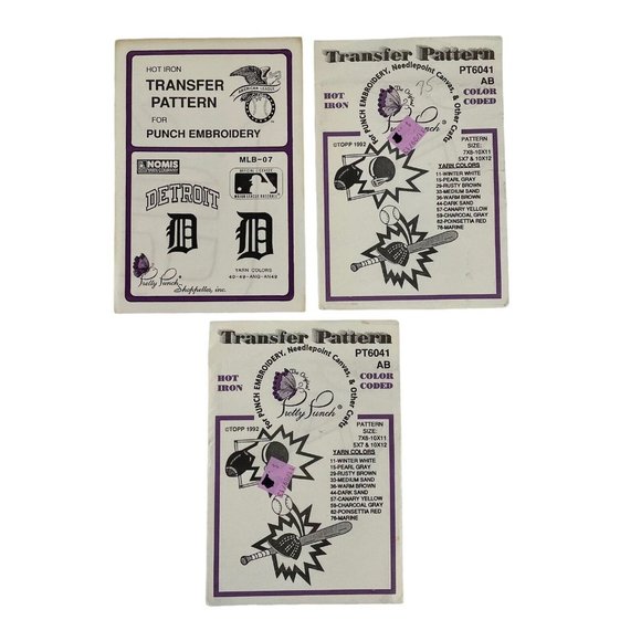 Pretty Punch Hot Iron Transfer Pattern For Punch Embroidery Sports MLB Detroit - Picture 1 of 5